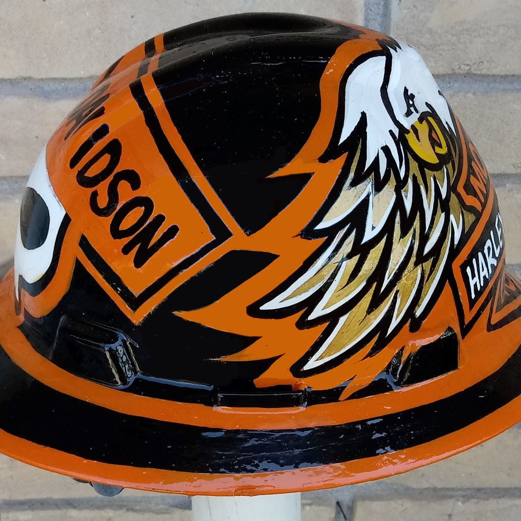 Custom Harley Davidson Motorcycle Hard Hat Vintage Signs Artwork